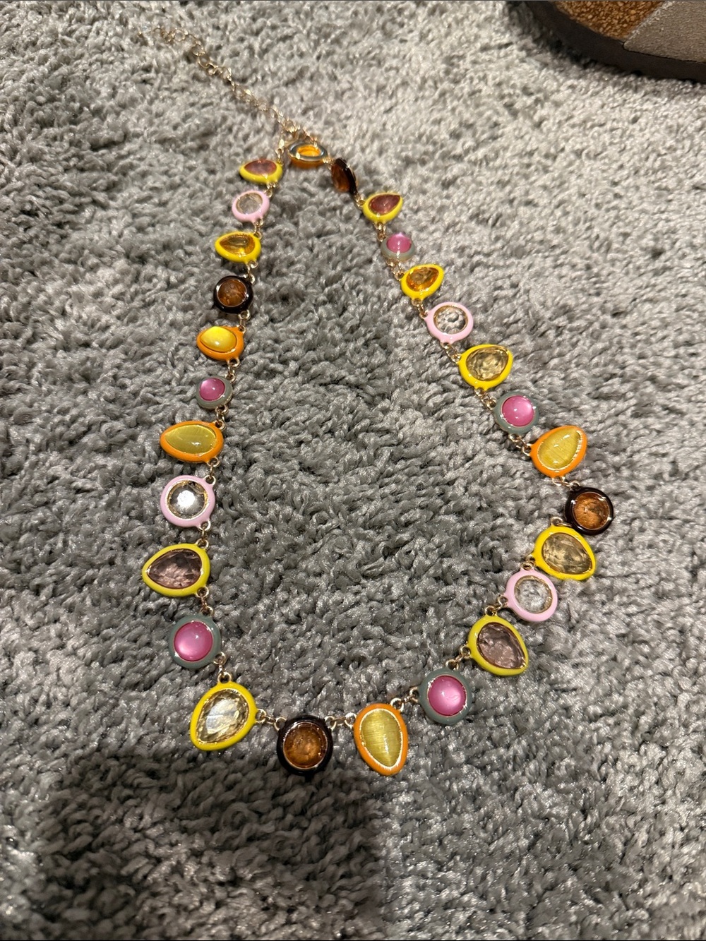 Anthropologie Yellow Pink Orange Multicolor Teardrop Necklace